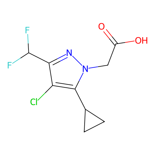 [4-chloro-5-cyclopropyl-3-(difluoromethyl)-1H-pyrazol-1-yl]acetic acid structure