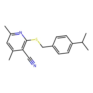 4,6-Dimethyl-2-[(4-propan-2-ylphenyl)methylsulfanyl]pyridine-3-carbonitrile structure