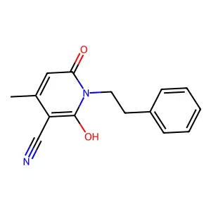 3-Pyridinecarbonitrile, 1,2-dihydro-6-hydroxy-4-methyl-2-oxo-1-(2-phenylethyl)- structure