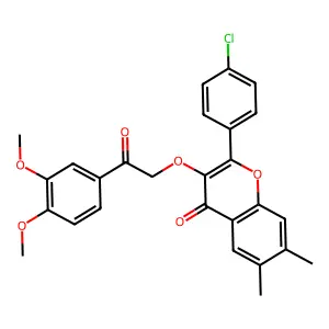 2-(4-Chlorophenyl)-3-[2-(3,4-dimethoxyphenyl)-2-oxoethoxy]-6,7-dimethyl-4H-1-benzopyran-4-one structure