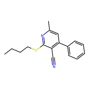 2-(Butylsulfanyl)-6-methyl-4-phenylnicotinonitrile structure