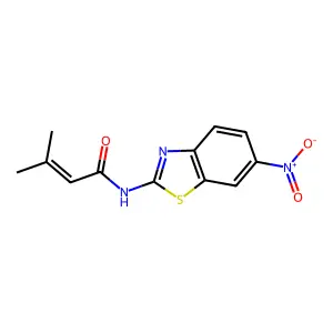3-methyl-N-(6-nitro-1,3-benzothiazol-2-yl)but-2-enamide structure