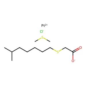 Platinum, chloro(2-(isooctylthio-kappaS)acetato-kappaO)(1,1'-thiobis(methane))- structure