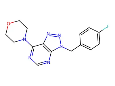 3-(4-fluorobenzyl)-7-(4-morpholinyl)-3H-[1,2,3]triazolo[4,5-d]pyrimidine structure