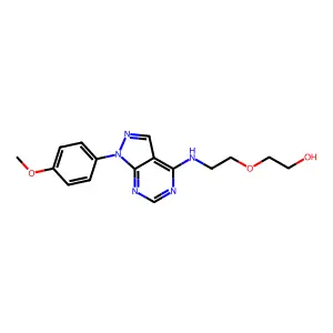 2-(2-{[1-(4-methoxyphenyl)-1H-pyrazolo[3,4-d]pyrimidin-4-yl]amino}ethoxy)ethanol structure