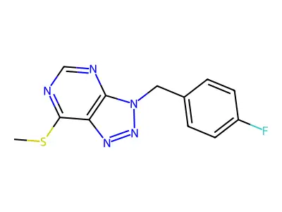 3-(4-fluorobenzyl)-3H-[1,2,3]triazolo[4,5-d]pyrimidin-7-yl methyl sulfide structure