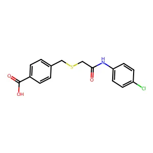 4-({[N-(4-chlorophenyl)carbamoyl]methylthio}methyl)benzoic acid structure