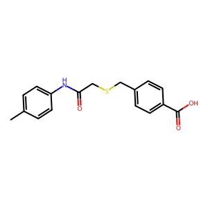 4-(((2-Oxo-2-(p-tolylamino)ethyl)thio)methyl)benzoic acid structure