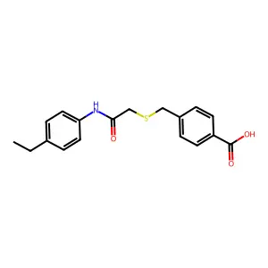 4-({[N-(4-ethylphenyl)carbamoyl]methylthio}methyl)benzoic acid structure