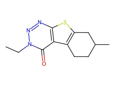 3-ethyl-7-methyl-5,6,7,8-tetrahydro[1]benzothieno[2,3-d][1,2,3]triazin-4(3H)-one structure