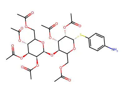 [3,4,5-triacetyloxy-6-[4,5-diacetyloxy-2-(acetyloxymethyl)-6-(4-aminophenyl)sulfanyloxan-3-yl]oxyoxan-2-yl]methyl acetate structure