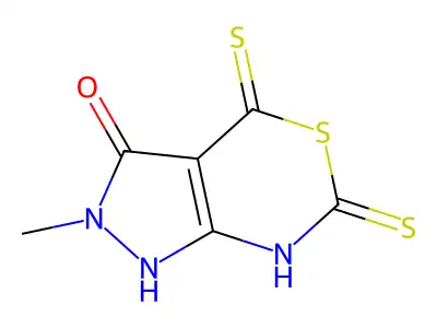 3-Hydroxy-2-methyl-2,7-dihydropyrazolo(3,4-d)(1,3)thiazine-4,6-dithione structure