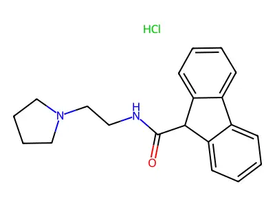 9H-Fluorene-9-carboxamide, N-(2-(1-pyrrolidinyl)ethyl)-, hydrochloride (1:1) structure