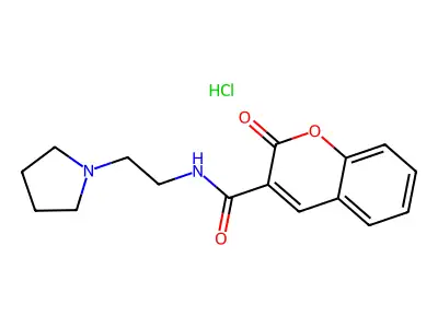 N-(2'-Pyrrolidinoethyl)-3-coumarin carboxamide hydrochloride structure