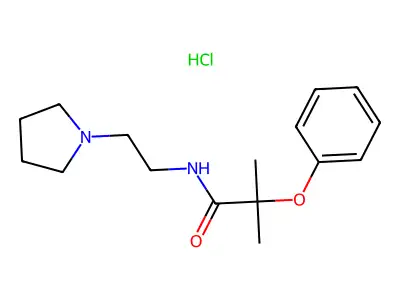 Propanamide, 2-methyl-2-phenoxy-N-(2-(1-pyrrolidinyl)ethyl)-, monohydrochloride structure