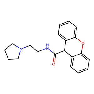 N-(2-pyrrolidin-1-ylethyl)-9H-xanthene-9-carboxamide structure