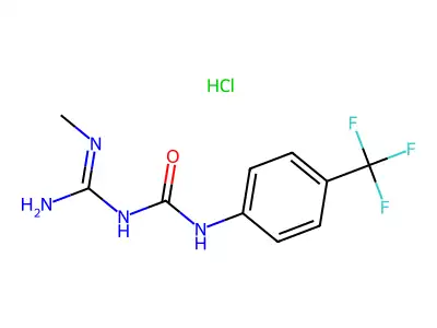 Urea, N-(imino(methylamino)methyl)-N'-(4-(trifluoromethyl)phenyl)-, monohydrochloride structure