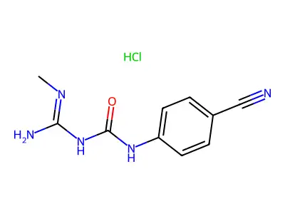 Urea, N-(4-cyanophenyl)-N'-(imino(methylamino)methyl)-, monohydrochloride structure