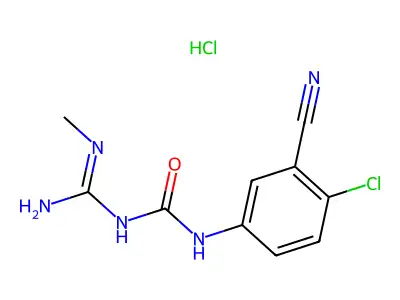 Urea, 1-(4-chloro-3-cyanophenyl)-3-methylamidino-, hydrochloride structure