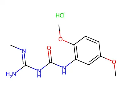 Urea, N-(2,5-dimethoxyphenyl)-N'-(imino(methylamino)methyl)-, monohydrochloride structure