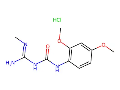Urea, N-(2,4-dimethoxyphenyl)-N'-(imino(methylamino)methyl)-, monohydrochloride structure