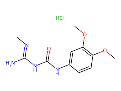 Urea, N-(3,4-dimethoxyphenyl)-N'-(imino(methylamino)methyl)-, monohydrochloride structure