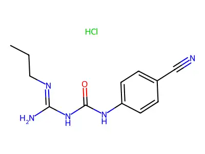 Urea, N-(4-cyanophenyl)-N'-(imino(propylamino)methyl)-, monohydrochloride structure