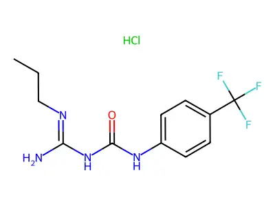 Urea, N-(imino(propylamino)methyl)-N'-(4-(trifluoromethyl)phenyl)-, monohydrochloride structure
