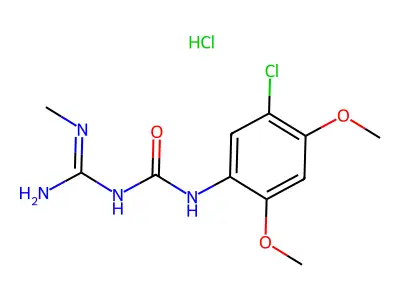 Urea, 1-(5-chloro-2,4-dimethoxyphenyl)-3-methylamidino-, hydrochloride structure