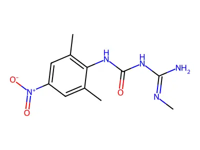 N-(2,6-Dimethyl-4-nitrophenyl)-N'-(N-methylcarbamimidoyl)carbamimidic acid structure