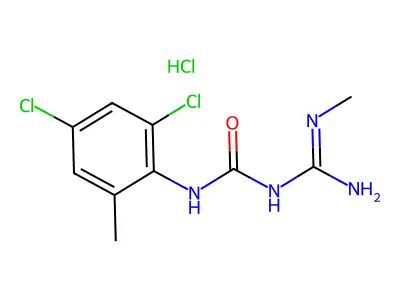 Urea, 1-(2,4-dichloro-6-methylphenyl)-3-methylamidino-, hydrochloride structure