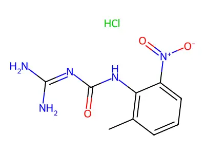 Urea, N-(aminoiminomethyl)-N'-(2-methyl-6-nitrophenyl)-, monohydrochloride structure