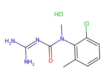 Urea, 3-amidino-1-(2-chloro-6-methylphenyl)-1-methyl-, hydrochloride structure