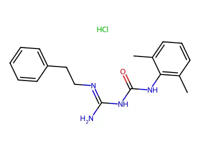 Urea, 1-(2,6-dimethylphenyl)-3-phenethylamidino-, hydrochloride structure