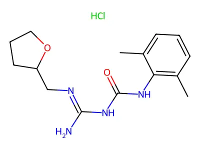 1-(Tetrahydrofurfuryl)amidino-3-(2,6-xylyl)urea HCl structure