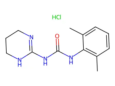 Urea, N-(2,6-dimethylphenyl)-N'-(1,4,5,6-tetrahydro-2-pyrimidinyl)-, monohydrochloride structure