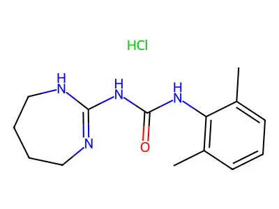 Urea, N-(2,6-dimethylphenyl)-N'-(4,5,6,7-tetrahydro-1H-1,3-diazepin-2-yl)-, monohydrochloride structure