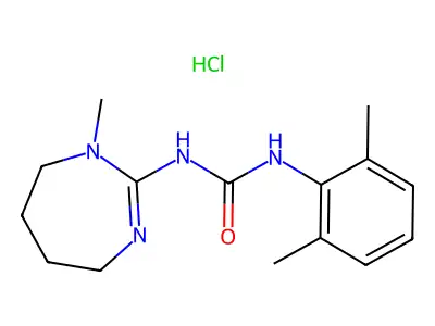 Urea, N-(2,6-dimethylphenyl)-N'-(4,5,6,7-tetrahydro-1-methyl-1H-1,3-diazepin-2-yl)-, monohydrochloride structure