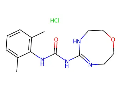 Urea, N-(2,6-dimethylphenyl)-N'-(3,4,7,8-tetrahydro-2H-1,4,6-oxadiazocin-5-yl)-, monohydrochloride structure