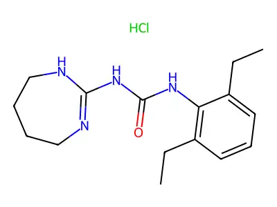 Urea, N-(2,6-diethylphenyl)-N'-(4,5,6,7-tetrahydro-1H-1,3-diazepin-2-yl)-, monohydrochloride structure