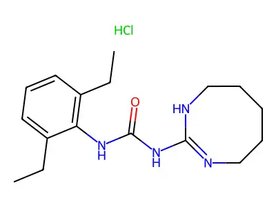 Urea, N-(2,6-diethylphenyl)-N'-(1,4,5,6,7,8-hexahydro-1,3-diazocin-2-yl)-, monohydrochloride structure