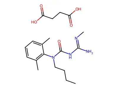 1-Butyl-3-methylamidino-1-(2,6-xylyl)-urea succinate structure