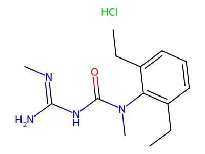 Urea, 1-(2,6-diethylphenyl)-1-methyl-3-methylamidino-, hydrochloride structure