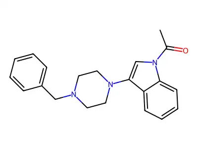 1H-Indole, 1-acetyl-3-(4-(phenylmethyl)-1-piperazinyl)- structure