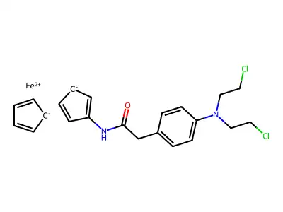 Ferrocene, (((4-(bis(2-chloroethyl)amino)phenyl)acetyl)amino)- structure