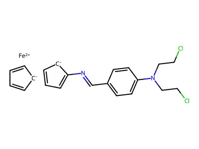 (((4-(Bis(2-chloroethyl)amino)phenyl)methylene)amino)ferrocene structure
