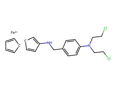 Ferrocene, (((4-(bis(2-chloroethyl)amino)phenyl)methyl)amino)- structure