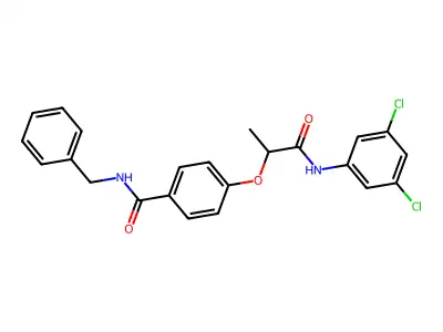N-Benzyl-4-{[1-(3,5-dichloroanilino)-1-oxopropan-2-yl]oxy}benzamide structure
