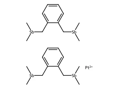 Bis[1,2-phenylenebis(methylene)]bis(dimethylstibane-I masculineSb)platinum(2+) structure