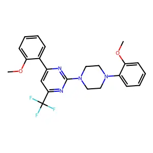 4-(2-Methoxyphenyl)-2-(4-(2-methoxyphenyl)piperazin-1-yl)-6-(trifluoromethyl)pyrimidine structure